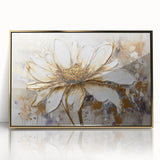 Golden White Daisy – Modern Floral Wall Art for Living Room