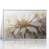 Golden White Daisy – Modern Floral Wall Art for Living Room