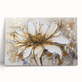 Golden White Daisy – Modern Floral Wall Art for Living Room