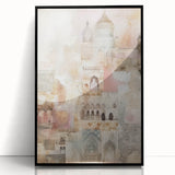 Framed abstract architecture wall art in sleek black acrylic, showcasing geometric patterns and bold colors, ideal for modern home decor. Perfect for enhancing contemporary living spaces.