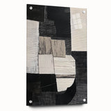 Abstract geometric acrylic glass artwork displayed from a side view, showcasing vibrant colors and intricate pin designs, ideal for modern decor and artistic spaces.