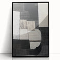 Framed abstract geometric wall art in black acrylic, showcasing a modern design with sharp angles and clean lines, perfect for contemporary decor.