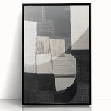 Framed abstract geometric wall art in black acrylic, showcasing a modern design with sharp angles and clean lines, perfect for contemporary decor.