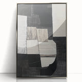 Framed abstract geometric acrylic design with a silver finish, showcasing sharp lines and modern artistry, ideal for contemporary home decor.