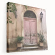 Large acrylic print of a detailed French door architecture, in neutral tones, ideal for kitchen wall art.