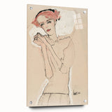 Soft Art Deco Wall Art - Minimalist Portrait of Woman in Pink Accents
