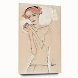 Soft Art Deco Wall Art - Minimalist Portrait of Woman in Pink Accents