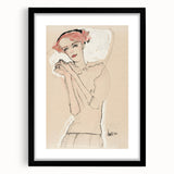 Soft Art Deco Wall Art - Minimalist Portrait of Woman in Pink Accents