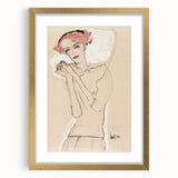Soft Art Deco Wall Art - Minimalist Portrait of Woman in Pink Accents