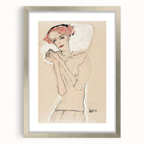 Soft Art Deco Wall Art - Minimalist Portrait of Woman in Pink Accents