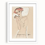 Soft Art Deco Wall Art - Minimalist Portrait of Woman in Pink Accents