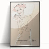 Soft Art Deco Wall Art - Minimalist Portrait of Woman in Pink Accents