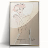 Soft Art Deco Wall Art - Minimalist Portrait of Woman in Pink Accents