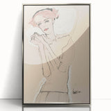 Soft Art Deco Wall Art - Minimalist Portrait of Woman in Pink Accents