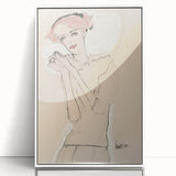 Soft Art Deco Wall Art - Minimalist Portrait of Woman in Pink Accents