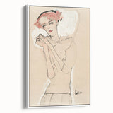 Soft Art Deco Wall Art - Minimalist Portrait of Woman in Pink Accents