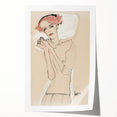 Soft Art Deco Wall Art - Minimalist Portrait of Woman in Pink Accents