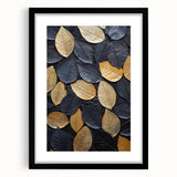 Framed wall art featuring a vibrant floral and botanical design with black matting, showcasing colorful flowers and leaves against a white background. Ideal for home decor.