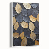 Framed canvas wall art displaying vibrant flowers and botanical leaves in a modern design, set against a white background, ideal for home decor enhancement.