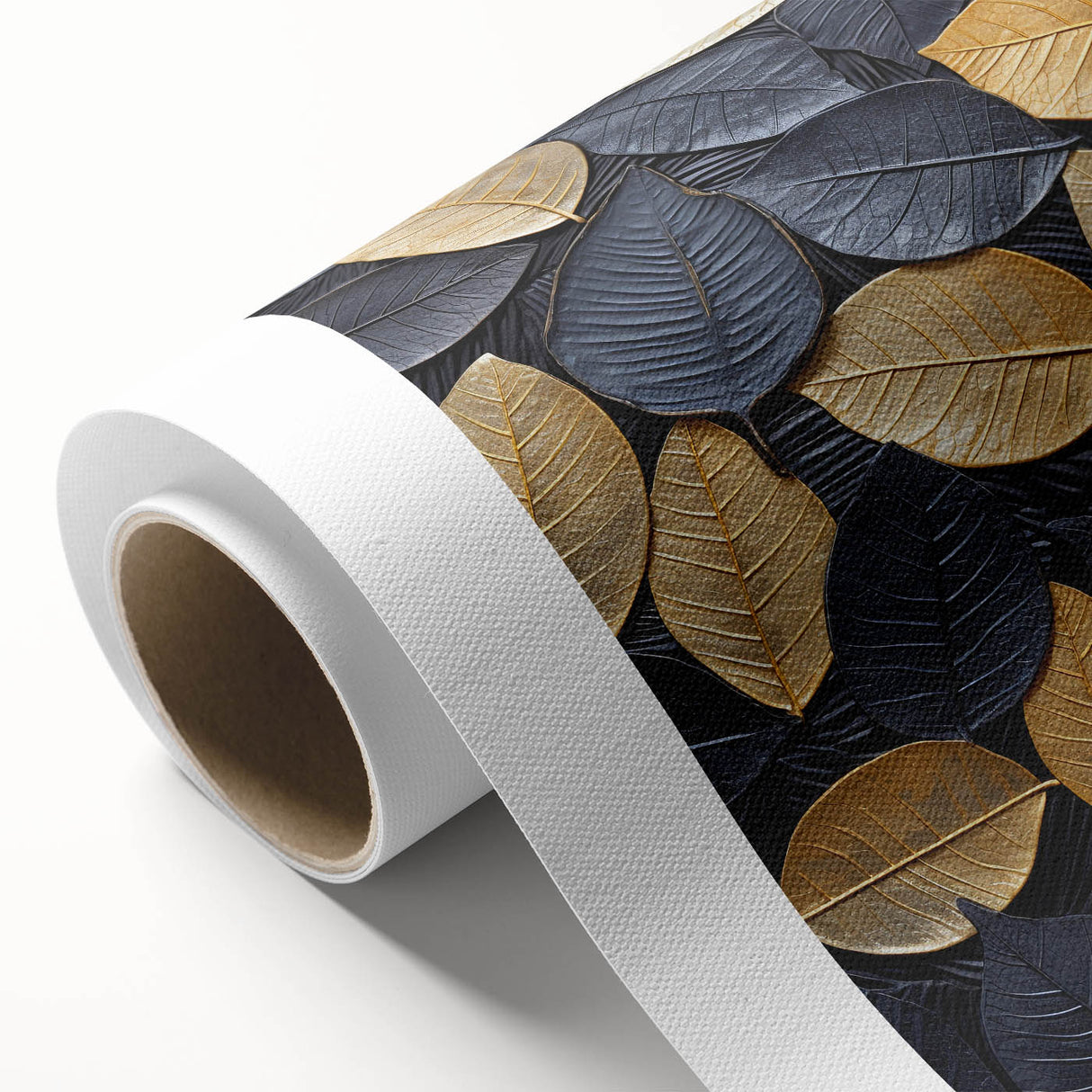 Rolled canvas wall art showcasing a vibrant floral design with intricate leaves, perfect for home decor. Features rich colors and a textured finish, ideal for adding elegance to any room.