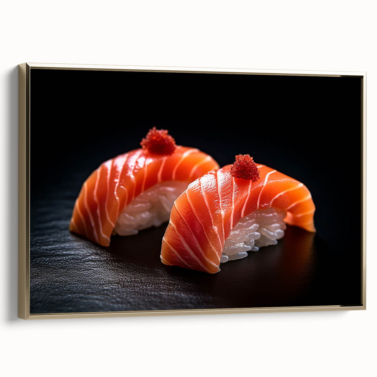 Framed canvas featuring black and gold vintage poster art of landscape food dishes, suitable for bedroom wall decor.