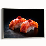 Framed canvas featuring a vintage poster-style landscape with colorful dishes, ideal for kitchen wall décor.