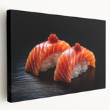 Canvas print featuring various colorful food dishes, ideal for kitchen wall art.