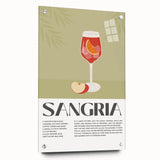 Large abstract wall art on acrylic glass depicting colorful food and drink imagery, ideal for dining room decor.