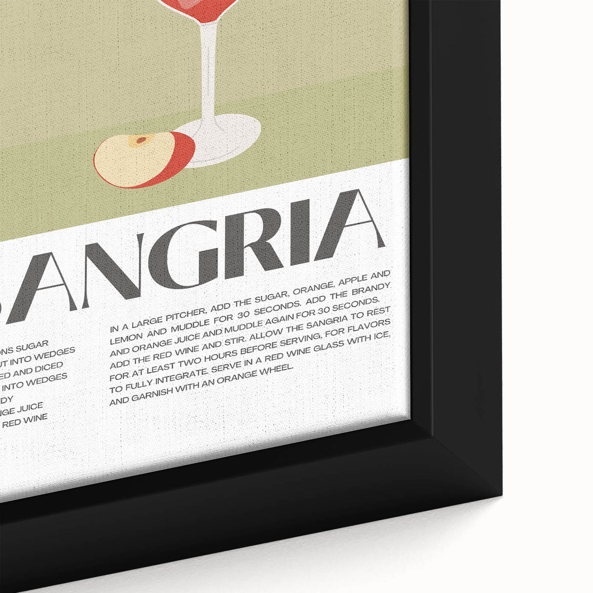 Extra large black wall art featuring colorful, textured food and drink motifs on a framed canvas.
