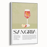 Extra large vintage poster art of colorful food and drinks on a framed canvas, ideal for living room decor.