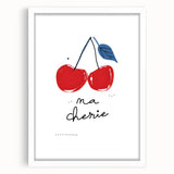 Abstract art print featuring a blend of vibrant colors on a white framed mat, ideal for dining room decor.