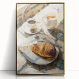 Large art print of assorted pastries in bold colors on a gold-framed acrylic, styled in mid-century modernist.