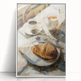 Art deco poster featuring assorted pastries in pastel shades, framed in white acrylic, ideal for nursery wall art.
