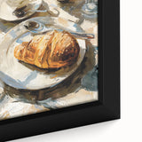Extra large black wall art featuring colorful pastries on a textured canvas, ideal for living room decor.