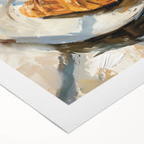 Art deco poster featuring assorted pastries in pastel colors on a rolled canvas, suitable for dining room wall art.