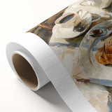 Art deco poster featuring assorted pastries in soft pastel tones on a rolled canvas, suitable for nursery wall art.