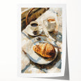 Rolled print of pastries in soft watercolor style, featuring pale pink and beige tones, ideal for dining room wall art.