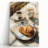 Black and white photo of assorted pastries on stretched canvas, suitable as kitchen wall art.