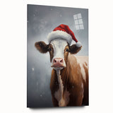 Festive Cow in Santa Hat – Whimsical Christmas Wall Hangings