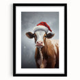 Festive Cow in Santa Hat – Whimsical Christmas Wall Hangings