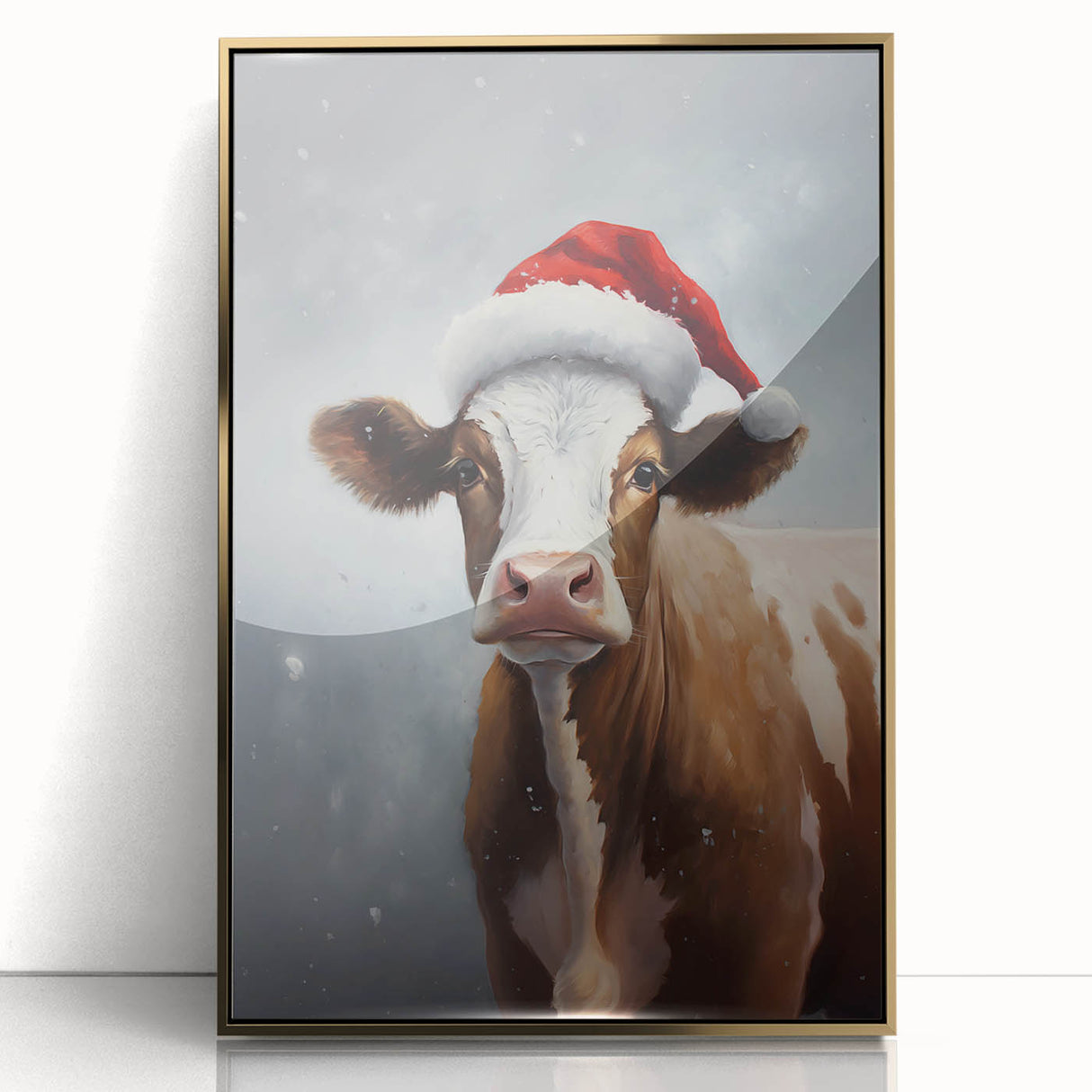 Festive Cow in Santa Hat – Whimsical Christmas Wall Hangings
