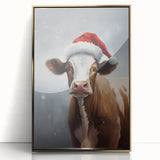 Festive Cow in Santa Hat – Whimsical Christmas Wall Hangings
