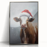 Festive Cow in Santa Hat – Whimsical Christmas Wall Hangings