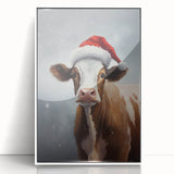 Festive Cow in Santa Hat – Whimsical Christmas Wall Hangings
