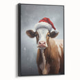 Festive Cow in Santa Hat – Whimsical Christmas Wall Hangings
