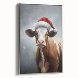 Festive Cow in Santa Hat – Whimsical Christmas Wall Hangings