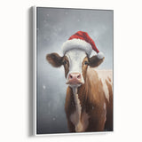 Festive Cow in Santa Hat – Whimsical Christmas Wall Hangings
