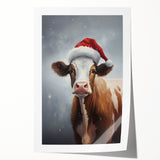 Festive Cow in Santa Hat – Whimsical Christmas Wall Hangings
