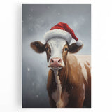 Festive Cow in Santa Hat – Whimsical Christmas Wall Hangings