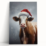 Festive Cow in Santa Hat – Whimsical Christmas Wall Hangings